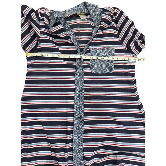 Tommy Bahama Boyfriend Shirt Cover-Up Dress Sleep Striped Blue Womens Size L - Picture 5 of 7